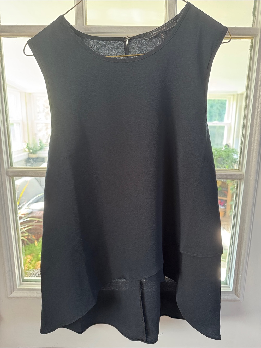 BCBGMaxAzria Black Asymmetrical Sleeveless Shift Dress
